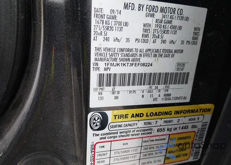 2015 Ford Expedition El Limited from USA, damaged, VIN 1FMJK1KT3FEF08224